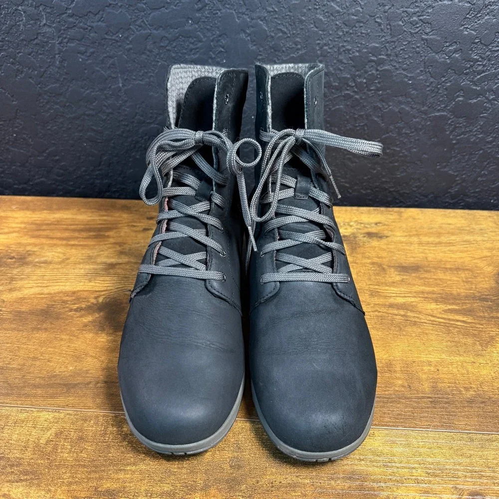 Chaco Natilly J150164 Black Leather Lace Up Ankle Boots Womens Size 9